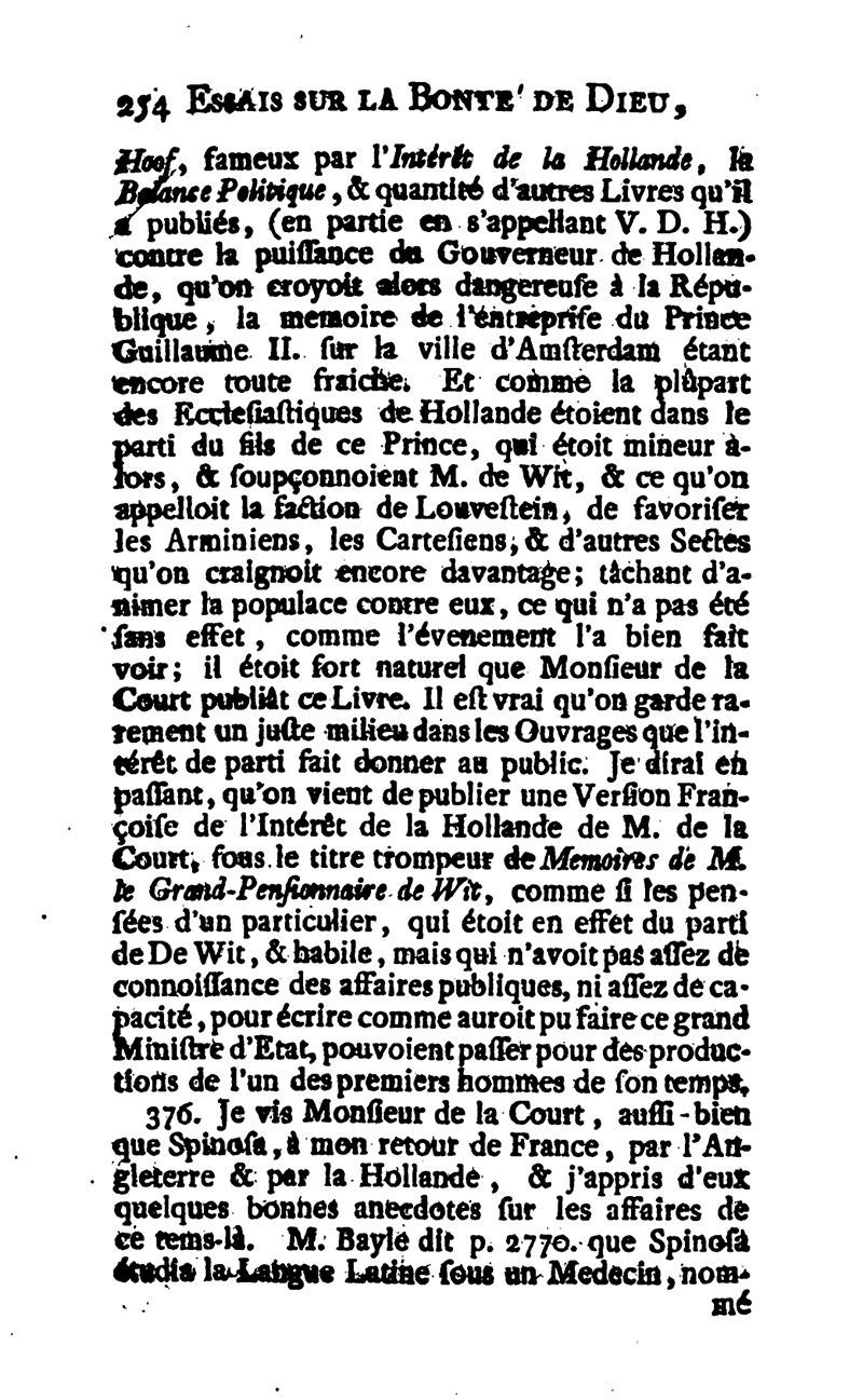 Leibniz' testimony of his visit to Spinoza